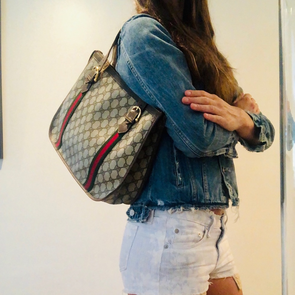 Auth Gucci vintage Bag GG Print!!!!